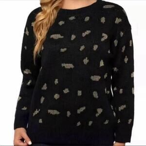 Kendall & Kylie Women's Crew Neck Knit Sweater Size M Animal Print‎